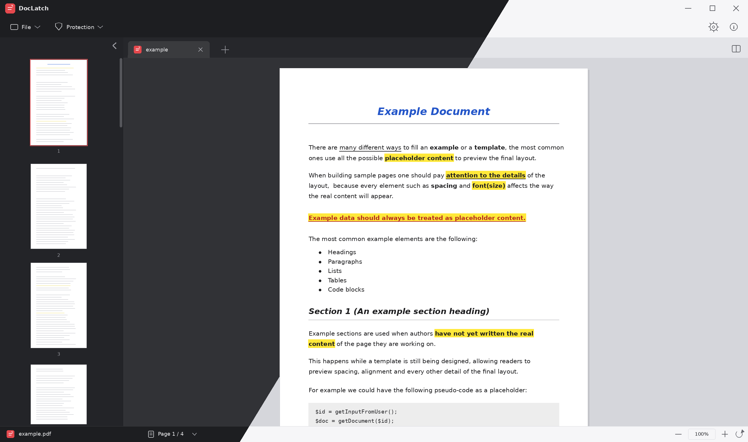 DocLatch: schermata dell'applicazione con due PDF aperti in vista divisa